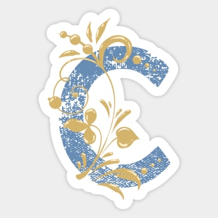 C - Vintage Floral Initial Letter Sticker